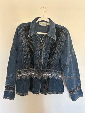 Vtg Urban Tribe Embroidered Denim Jacket